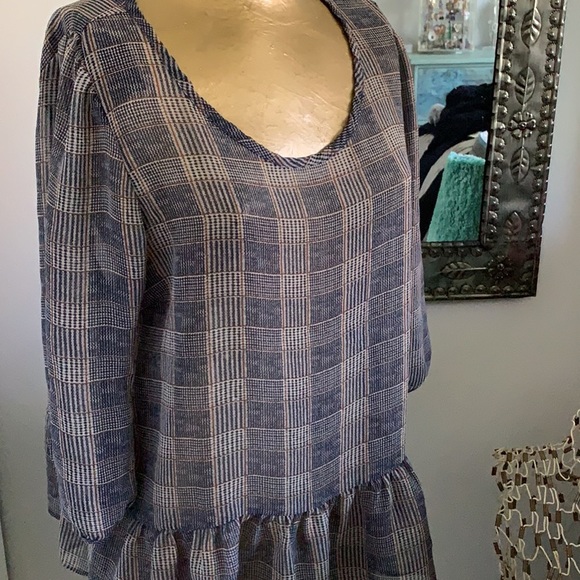 SEMI SHEER PLAID BLOUSE - Picture 2 of 3